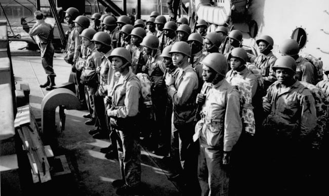 Montford Point Marines boarding for deployment